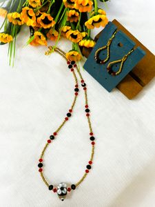 Elegant Necklace with Lampwork and Crystal Beads