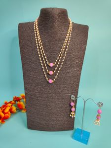 Layered Ganthanmala Necklace with Pink Agate