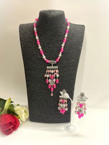 Pink Shaded Opera Handmade Bead Pendent Necklace
