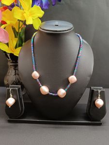 Mother of Pearl Accents Rainbow Nut Bead Necklace