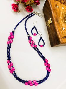 Gemstone Necklace with Lapis Lazuli & Ruby Beads