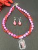 Twisted Rose Quartz Necklace with Artistic Pendant