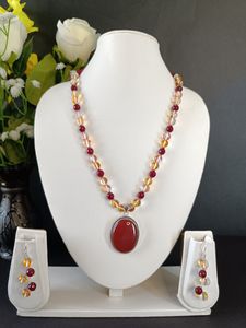 Earthy Brown Pendant Necklace with Mermaid Beads