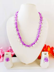 Elegant Two-Layer Pearl and Chip Bead Necklace Set
