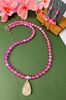 Teardrop Rose Quartz Pendant Necklace with Mermaid Beads
