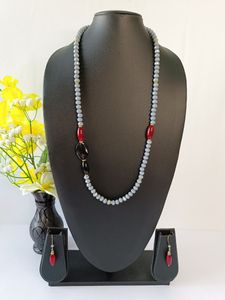 Sophisticated Gray Crystal Necklace with Bold Accents
