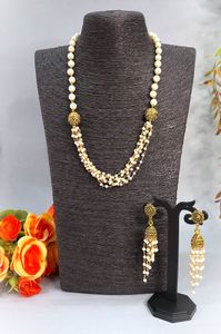 Pearl Ganthanmala Necklace Set with Jhumkas
