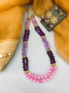 Two-Layer Semi Precious Agate Necklace 
