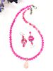 Teardrop Rose Quartz Pendant Necklace with Mermaid Beads