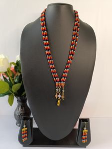 Three-Layer Matinee Necklace with Handmade Pendant