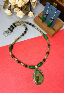 Elegant Jasper Pendant Necklace with Unique Bead Design