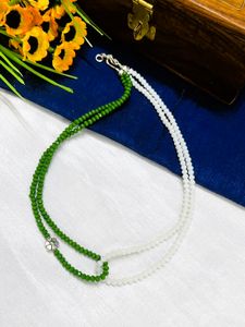 Dual-Tone Beaded Choker with Silver Charm