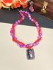 Twisted Rose Quartz Necklace with Artistic Pendant