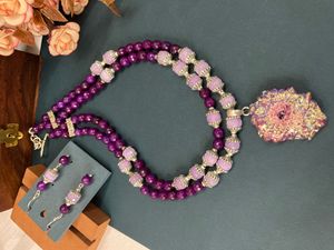 Unique Two-Layer Agate Necklace with Druzy Pendant