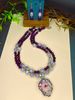 Unique Two-Layer Agate Necklace with Druzy Pendant