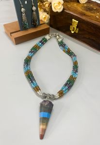 7-Chakra Healing Gemstone Pendant In Cone Shape