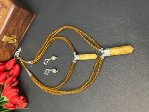 Handcrafted Citrine Stone Pendant Necklace